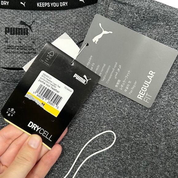 Puma Performance Heather Logo Training Tee Women's NWT Sz S Dark Gray Drycell - Picture 3 of 9